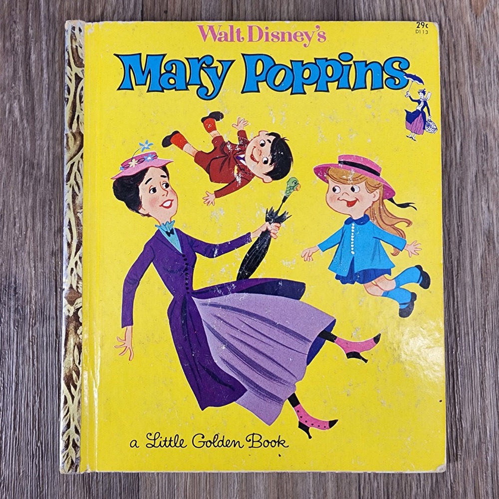 Vintage 1964 Walt Disney Mary Poppins Little Golden Book First Edition A Code